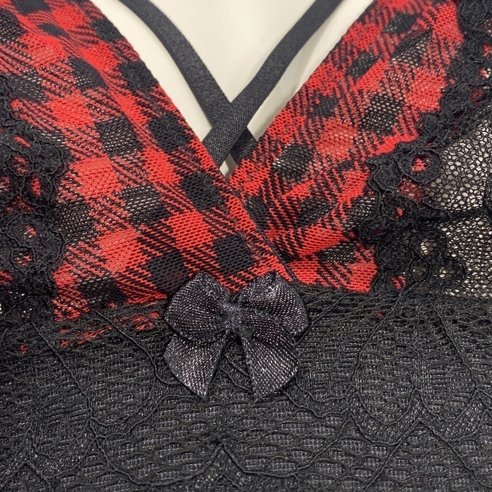 NWOT LA VIE EN ROSE lace and plaid bra​​​​​​​​​​​ - Picture 4 of 11
